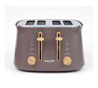 Salter Malmö 4-Slice Toaster - Extra Wide Slots for Thick Bread & Bagels, 6 Browning Levels, Defrost, Reheat, Cancel & High-Lift Eject, Removable Crumb Tray, Nordic Design, 1630 W, Brown