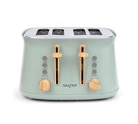 Salter Malmö 4-Slice Toaster - Extra Wide Slots for Thick Bread & Bagels, 6 Browning Levels, Defrost, Reheat, Cancel & High-Lift Eject, Removable Crumb Tray, Nordic Design, 1630 W, Sage Green