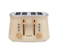 Salter Malmö 4 Slice Toaster, Extra Wide Slots, Stone | 6 Browning Levels, Defrost/Reheat/Cancel Functions, High Lift Lever, Removable Crumb Tray, 1630 W, Matte Finish