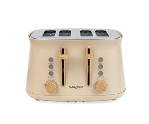 Salter Malmö 4 Slice Toaster, Extra Wide Slots, Stone | 6 Browning Levels, Defrost/Reheat/Cancel Functions, High Lift Lever, Removable Crumb Tray, 1630 W, Matte Finish