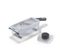 Salter Mandoline with Storage Box - Adjustable Stainless Steel Blades, Non-Slip Base, Finger Guard Protection, Easy-Clean Food Prep, Controlled Thickness, Slice & Store, Black/White