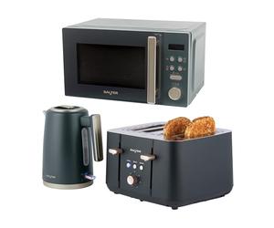 Salter Marino 3-Piece Kitchen Set - 1.7L Rapid Boil Cordless Kettle, 4-Slice Toaster with 7 Browning Levels & Anti-Jam Function, 20L 800W Digital Microwave with 8 Auto-Cook Functions, Matte Finish