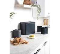 Salter Marino Storage Canister Set - 4-Piece Kitchen Containers, Bread Bin/Tea/Coffee/Sugar Tin, Square Countertop Organiser Caddy Boxes, Easy Clean, Keep Food Fresh, Blue Grey