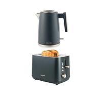 Salter Marino Kettle And Toaster Set, 1.7L 3kW, 2 Slice, Matte Blue Grey | Rapid Boil, Auto Shut Off, Boil Dry Protection, Limescale Filter, 7 Browning Levels, Wide Slots, Defrost Reheat Cancel