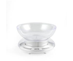 Salter Mechanical Kitchen Scale - Food Scale, 3kg Capacity, 1L Dishwasher Safe Bowl, Detachable For Easy Weighing, No Batteries Required, Easy Read Dial, Bowl Fits Over Scale For Compact Storage
