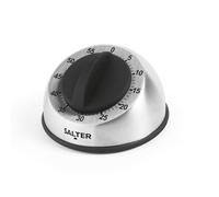 Salter 338 SSBKXR15 Mechanical Kitchen Timer - Countdown Egg Timer, 60 Minute, Clockwork Mechanism, Easy Grip Soft Touch Dial, Brushed Stainless Steel, Ideal for Cooking, Baking, Fitness and Studying