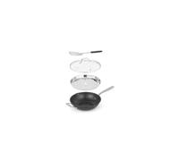 Salter Megastone 28cm Non-Stick Pan with Lid, Steamer, Spatula, 3.65L, Grey
