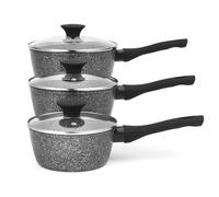 Salter BW05751S Megastone Collection Non-Stick Forged Aluminium 3 Piece Saucepan Set, 16/18/20cm, Silver