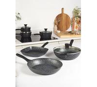 Salter BW05751S Megastone Collection Non-Stick Forged Aluminium 3 Piece Saucepan Set, 16/18/20cm, Silver