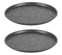 Salter Megastone Pizza Pans - Set of 2, 29 cm Non-Stick Perforated Crisper Trays, Large Oven Baking Tin for Pizzas, 12-Inch Durable Chip Trays, PFOA-Free, Oven Safe Up to 220°C, Strong Carbon Steel