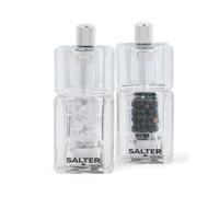 Salter Mini Salt and Pepper Mill Set, Manual Grinders, 2 Pack | Adjustable Fine-To-Coarse Grind, Ceramic Grinding Mechanism, Clear Acrylic Body, Twist-To-Grind Operation, Refillable