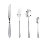 Salter Naturals Cutlery Set 16 Piece, Silver Plated Stainless Steel | Service For 4, Grey Handles, Mirror Finish, Includes 4 Knives 4 Forks 4 Spoons 4 Teaspoons, Hand Wash Only