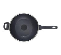 Salter Non-Stick 28 cm Wok with Tempered Glass Lid, Megastone Thermo Collar Stir-Fry pan with Heat Indicator Handle, Metal Utensil Safe, PFOA-Free, Suitable on All Hobs Including Induction