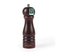 Salter Olea Salt & Pepper Grinder - Single FSC®-Certified Wooden Seasoning Mill, Adjustable Grind Coarse to Fine, Ceramic Mechanism, Manual Grinding, Salt Crystals or Peppercorns, Dark Beechwood