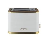 Salter Palermo 2-Slice Toaster - Defrost, Reheat & Cancel Functions, Wide Toasting Slots For Thicker Bread, Bagels, 7 Levels Of Browning, Removable Crumb Tray, Indicator Lights, 930W, White & Gold