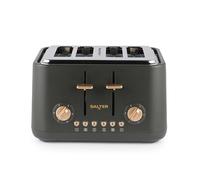 Salter Pebble 4 Slice Toaster - Wide Slot Bread Toaster with High Lift Eject, 6 Browning Levels, Self-Centring Slots, Removable Crumb Tray, Defrost/Reheat/Cancel, Charcoal