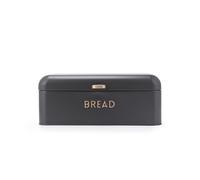 Salter Pebble Bread Bin - Powder Coated Finish, Large Bread Storage Container, Store Bread, Pastries and Bagels, Durable Steel, Easy to Clean, Brass Embossed Lettering, Matte Charcoal Grey BW13730EU7