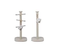 Salter Pebble Kitchen Roll Holder & Mug Tree Set - Freestanding 15 x 34 cm Paper Towel Holder for Countertops, Sturdy Carbon Steel Mug Stand with 6 Branch Display, Worktop Storage Racks, Stone