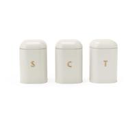 Salter Pebble Tea Coffee Sugar Canister Set - Countertop Storage Tins, Kitchen Worktop Containers for Dry Goods, Carbon Steel Labelled Canisters, Powder Coated Caddies, Stone/Brass BW13729OEU7