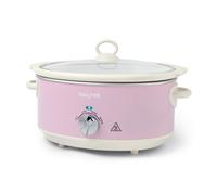 Salter Pink Retro 6.5L Slow Cooker ? 3 Heat Settings & Keep Warm, Dishwasher Safe Ceramic Pot, Tempered Glass Lid, Cool Touch Handles, Family Cooking,