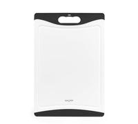 Salter Plastic Chopping Board - Double-Sided Cutting Board, Non-Slip, Easy to Clean, Dishwasher Safe, Food Preparation, Prevent Cross-Contamination, Outer Groove, Meat & Vegetables, Black/White