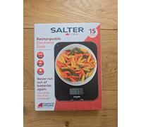 Salter SA00597FEU12 Rechargeable Kitchen Scale - Digital Food Weighing Scales for Cooking & Baking, Tare/Zero Function, USB Charging Cable Included, Measures Liquids/Fluids, Slim Design, 5kg Capacity