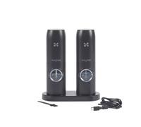 Salter Rechargeable Salt & Pepper Mill Set - Adjustable Grind, Clear Acrylic Windows, Push Button Operation, Storage Base & USB Cable Included, Ceramic Grinding Mechanism, Light Up Base, Easy to Use