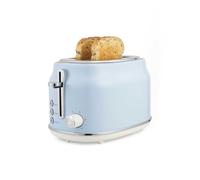 Salter Retro 2-Slice Toaster, Wide Slot, Blue | 6 Browning Levels, Defrost/Reheat/Cancel Functions, High-Lift Eject, Self-Centring Guides, Removable Crumb Tray