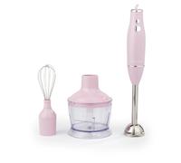 Salter Retro 3-in-1 Blender Set - 600W Powerful Motor, 2 Speed Settings, Stainless Steel Whisk & Blades, 500ml Food Chopper Bowl, Multifunctional Hand Blender for Whisking, Blending & Chopping, Pink