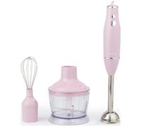 Salter Retro 3-in-1 Blender Set - 600W Powerful Motor, 2 Speed Settings, Stainless Steel Whisk & Blades, 500ml Food Chopper Bowl, Multifunctional Hand Blender for Whisking, Blending & Chopping, Pink