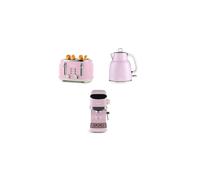 Salter Retro 3-Piece Countertop Set Espresso Machine, 1.7L Kettle & Toaster Pink