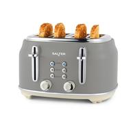 Salter Retro 4-Slice Toaster, 6 Browning Levels, Wide Slots, Grey