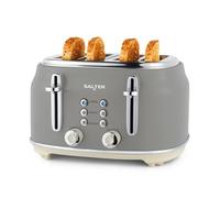 Salter Retro 4-Slice Toaster Wide Slot 6 Level Defrost Removable Crumb Tray Grey