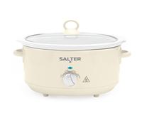 Salter Retro 6.5L Slow Cooker - 3 Heat Settings & Keep Warm, Dishwasher Safe Ceramic Pot, Tempered Glass Lid, Cool Touch Handles, Family Cooking, Stews, Casseroles, Curries, Cream, 200W, EK6250CRM