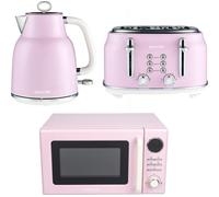 SALTER Retro Combo-9362 4-slice Toaster, Jug Kettle & Solo Microwave Bundle - Pink, Pink