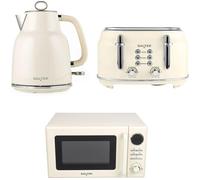 SALTER Retro Combo-9363 4-slice Toaster, Jug Kettle & Solo Microwave Bundle - Cream