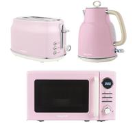 SALTER Retro COMBO-9610 Electric Kettle, 2-Slice Toaster & Microwave Bundle - Pink, Pink
