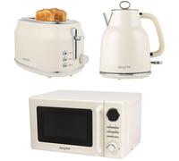 SALTER Retro COMBO-9611 Electric Kettle, 2-Slice Toaster & Microwave Bundle - Cream, Cream