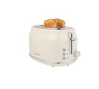 Salter Retro Cream 2-Slice Toaster - Wide Slots, 6 Browning Levels, Defrost, Reheat & Cancel, High-Lift Eject, Removable Crumb Tray, Self-Centring, Anti-Jam Function, For Bagels, Vintage Design, 815W