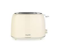 Salter Retro Cream 2-Slice Toaster - Wide Slots, Plastic, 6 Browning Levels, Defrost, Reheat & Cancel, High-Lift Eject, Removable Crumb Tray, Self-Centring, Anti-Jam Function, Vintage Design, 815W