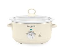 Salter Retro 3.5L Slow Cooker - 3 Heat Settings & Keep Warm, Dishwasher Safe Ceramic Pot, Tempered Glass Lid, Cool Touch Handles, Family Cooking, Stews, Casseroles, Curries, Cream, 200W, EK6249CRM