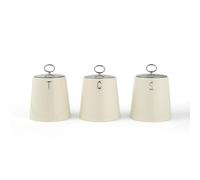 Salter Retro Cream 3-Piece Canister Set- Tea, Coffee & Sugar Canisters, Dry Food Storage Containers, Durable Steel, Stylish Embossed Lettering