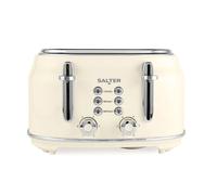 Salter Retro Cream 4-Slice Toaster ? ?Wide Slots, 6 Browning Levels, Defrost, Reheat, Cancel Functions, Removable Crumb Tray, Extra Thick