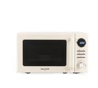 Salter Retro Digital Cream Microwave - 20 Litre, Defrost by Time/Weight, 25.5 cm Glass Turntable, 95 Minute Timer, 8 Auto Cooking Presets, Solo Microwave Oven, Easy Clean, Button/Dial Control, 800W