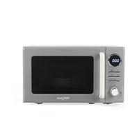 Salter Retro Digital Grey Microwave - 20 Litre, Defrost by Time/Weight, 25.5 cm Glass Turntable, 95 Minute Timer, 8 Auto Cooking Presets, Solo Microwave Oven, Easy Clean, Button/Dial Control, 800W