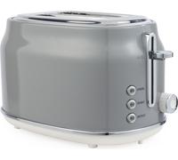 Salter Retro Grey 2-Slice Toaster - Wide Slots, 6 Browning Levels, Defrost, Reheat & Cancel, High-Lift Eject, Removable Crumb Tray, Self-Centring, Anti-Jam Function, For Bagels, Vintage Design, 815W