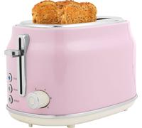 Salter Retro Pink 2-Slice Toaster - Wide Slots, 6 Browning Levels, Defrost, Reheat & Cancel, High-Lift Eject, Removable Crumb Tray, Self-Centring, Anti-Jam Function, For Bagels, Vintage Design, 815W