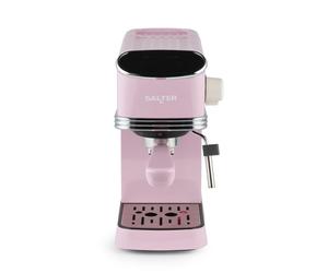 Salter Retro Espresso Machine ? Pink Coffee Machine with Milk Frothing Wand, Cappuccino/Latte, 20-Bar Pressure Pump, 1.35L Water Tank, Ground Coffee,