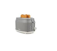 Salter Retro Grey 2-Slice Toaster - Wide Slots, 6 Browning Levels, Defrost, Reheat & Cancel, High-Lift Eject, Removable Crumb Tray, Self-Centring, Anti-Jam Function, For Bagels, Vintage Design, 815W