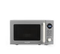 Salter Retro Digital Grey Microwave - 20 Litre, Defrost by Time/Weight, 25.5 cm Glass Turntable, 95 Minute Timer, 8 Auto Cooking Presets, Solo Microwave Oven, Easy Clean, Button/Dial Control, 800W